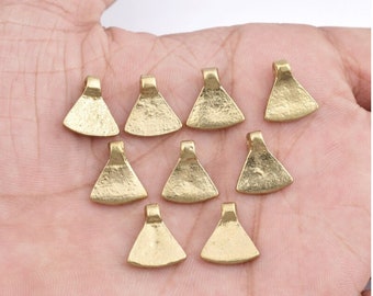 13mm - 20pcs Raw Brass Charms, Boho Triangular Brass Pendants, Boho Pendants, Charms For Macrame, Charms For Jewelry Making