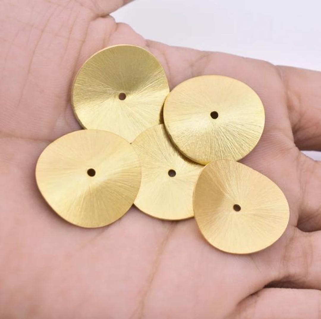 Copper Spangles 24mm -10pc Large Gold Wavy Spacers, Copper Disc Beads, Gold Plated Wavy ...