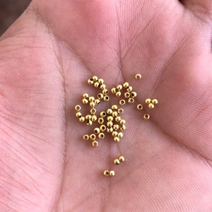 2mm - 500 pcs Shiny Gold Beads, Spacer Beads, Hollow Beads, Tiny Beads, Bracelet Bead, Ball Bead  Gold Plated Finding, Round shiny Ball Bead