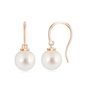 South Sea Pearl Hook Earrings, Silver lookalike Earrings, White Pearl Sphere & ball Earrings, Minimalist Drop Earrings For Women Gift Item