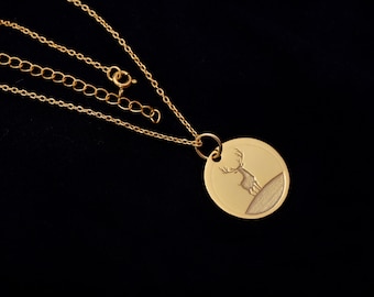Dainty 14k Gold Deer Necklace, Personalized Deer Pendant, Minimal Layering Necklace, Animal Pendant, Gift For Men-Women, Stag Necklace, Her