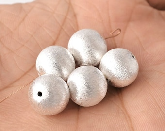 12mm -10pc Brushed Round Silver Spacer Beads For Jewelry Making, 925 Silver Plated Balls Beads Shop Your Beads-Findings, Copper Mate Balls