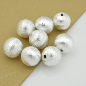 10mm - 12pc Round Silver Beads For Jewelry Making, Brushed Silver Spacer Beads, Metal Ball Beads, Copper Mate Ball, Silver Brushed ball Bead
