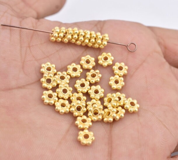 Buy 6mm 100pcs gold Daisy Spacers, Flower Heishi Beads for Jewelry