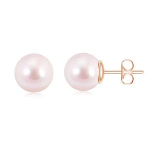 Akoya Pearl Earrings Studs, AAA 6mm-8mm 10mm Silver lookalike Earrings for Women, Japanese Pink Pearl Stud Earrings For Women And Men, Studs
