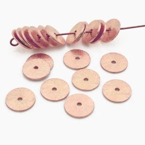 12mm-30pc Copper Flat Disc Heishi Beads Spacer, Flat Disk Spacer Spangles Beads, Brushed Finished Flat Disc, Jewellery making, Bracelet-Neck