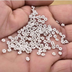 3mm - 250st glanzende zilveren Daisy Spacers, Heishi Spacers, Bali zilveren kralen, bloem Spacers, verzilverde metalen spacers voor het maken van sieraden