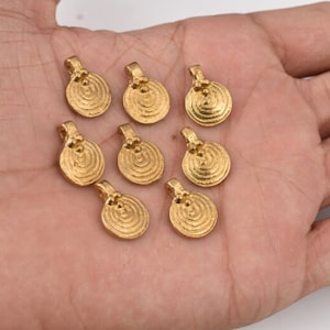 16*12mm - 20pcs Raw Brass Charms, Spiral Tribal Brass Pendants, Ethnic Charms , Boho Pendants For Jewelry Making And Micro Macrame