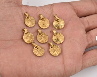 16*12mm - 20pcs Raw Brass Charms, Spiral Tribal Brass Pendants, Ethnic Charms , Boho Pendants For Jewelry Making And Micro Macrame
