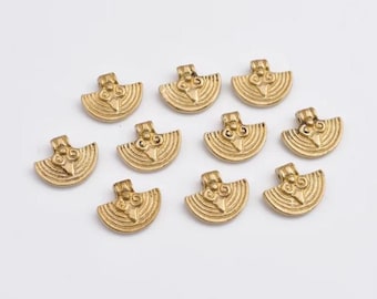 16mm - 10 pcs Raw Brass Tribal Geometric Charms , Tribal Pendants , Boho Charms , Boho Pendants For Jewelry Makings And Macrame, Findings