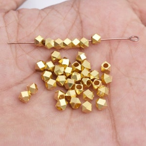 4mm - 150pc Tiny Gold Plated Spacer Beads For Jewelry Making, Faceted Spacer Beads, Diamond Cut Spacer Beads For Necklace Bracelet Chain