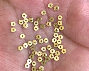 3 MM - Gold Flat Disc Spacers, Brushed Disk Heishi Spacers Beads, 400pc-3mm Gold Plated Disk Beads For Jewelry Making, Decoration, Findings