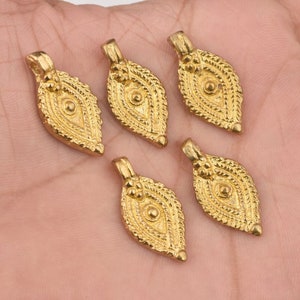 25mm - 14pcs Raw Brass Charms , Brass Pendants , Boho Charms , Boho Pendants For Jewelry Makings And Macrame , Jewelry Supplies