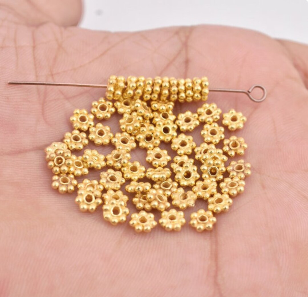 5mm 100 Pcs gold Daisy Spacers Flower Heishi Beads for Etsy