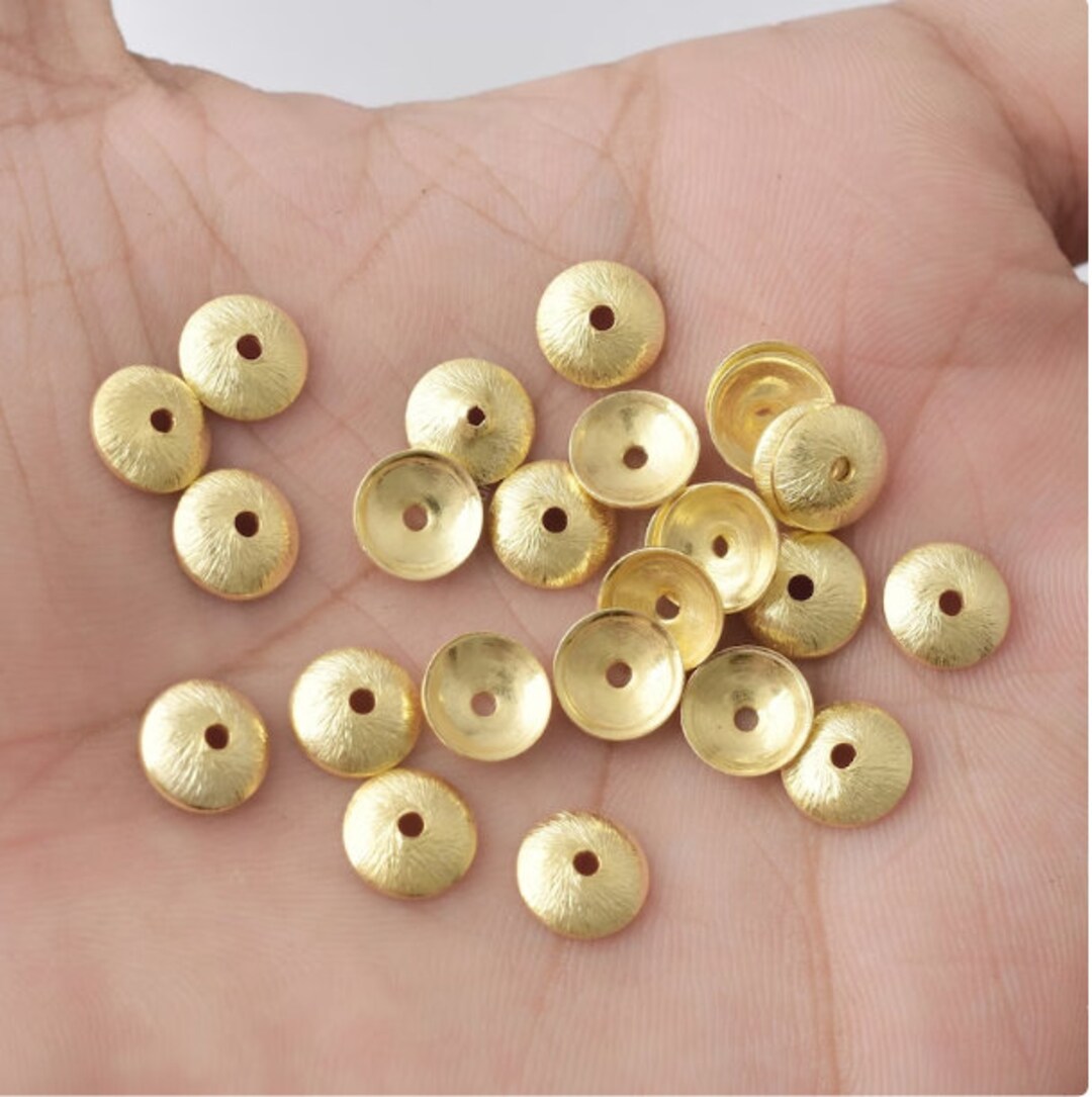 8mm 85pc Gold Bead Caps, Gold Plated Brushed/mate Round Bead Caps for