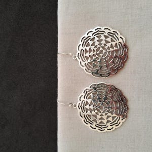 Filigree Dangle Earrings for Women, Round Geometric Earring, Silver Lookalike Earring, Handmade Earrings, Tear Drop Earring, Gift For Bridal