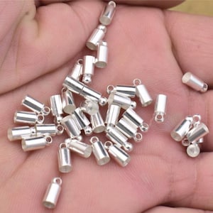 8mm -90pcs Silver Plated Cord Ends Components, Silver Plated Findings, Bracelet Locks, Necklace Lock, End Caps, Loose End Caps Beads