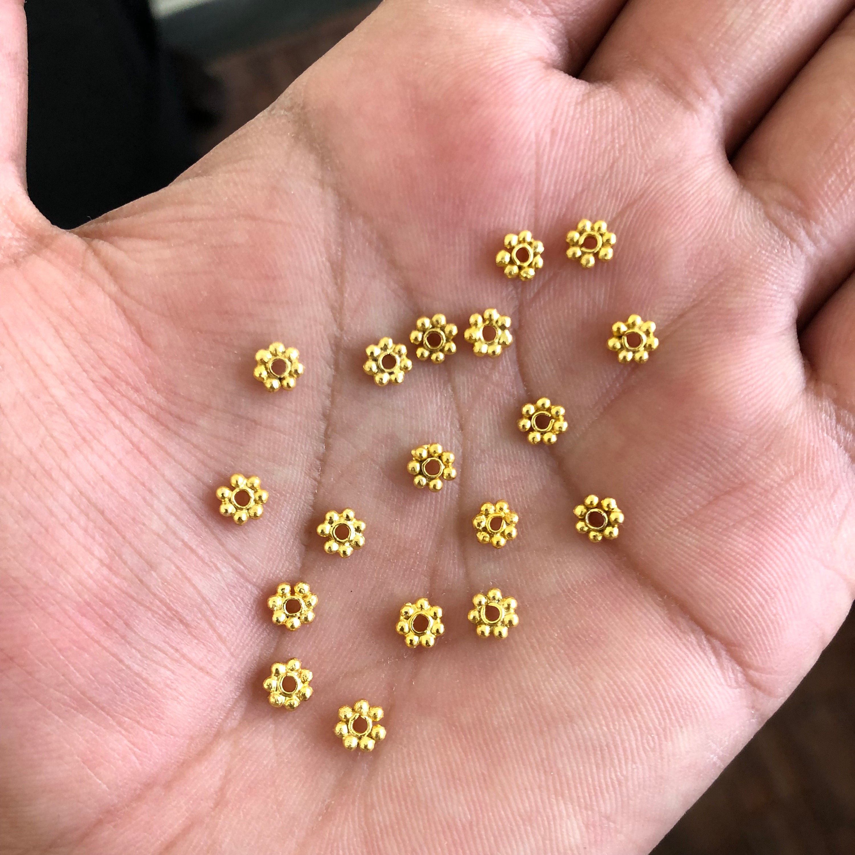 Buy 6mm 100pcs gold Daisy Spacers, Flower Heishi Beads for Jewelry