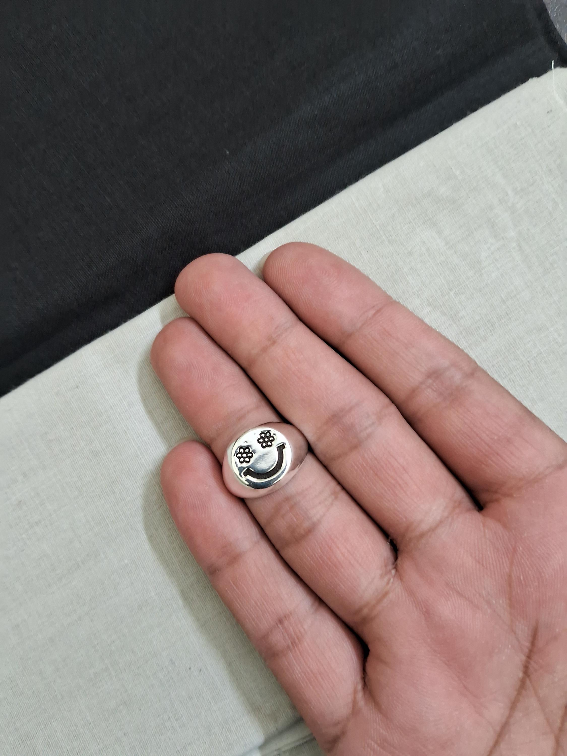 Smiley Face Signet Ring, 925 Silver Ring, Friendship Ring, Bridesmaid Gift, Pinky Ring, Anniversary Gift, Christmas Gift, For Her,For Mother