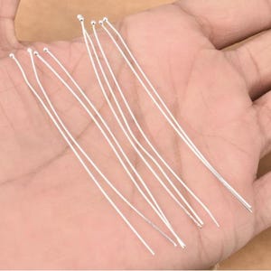 100 peças - Pinos de cabeça esférica redondos banhados a prata, 20 mm de comprimento - 3/4 de polegada de comprimento - Pinos de cabeça de cobre calibre 23, pinos de olhal de prata, pinos de cabeça solta, descobertas