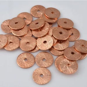 8mm - 150pcs Flat Raw Copper Disc Spacers, Brushed Finish Shiny Copper Disk Spacer Beads For Jewelry Making, 8mm Spangles Beads, Flat Washer