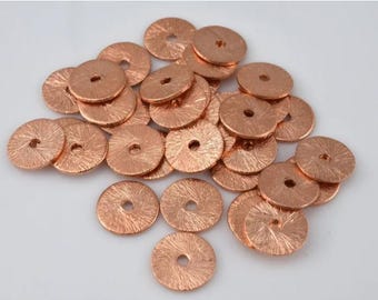 150 espaciadores de disco de cobre crudo plano de 8 mm, cuentas espaciadoras de disco de cobre brillante con acabado cepillado para hacer joyas, cuentas de lentejuelas de 8 mm, arandela plana