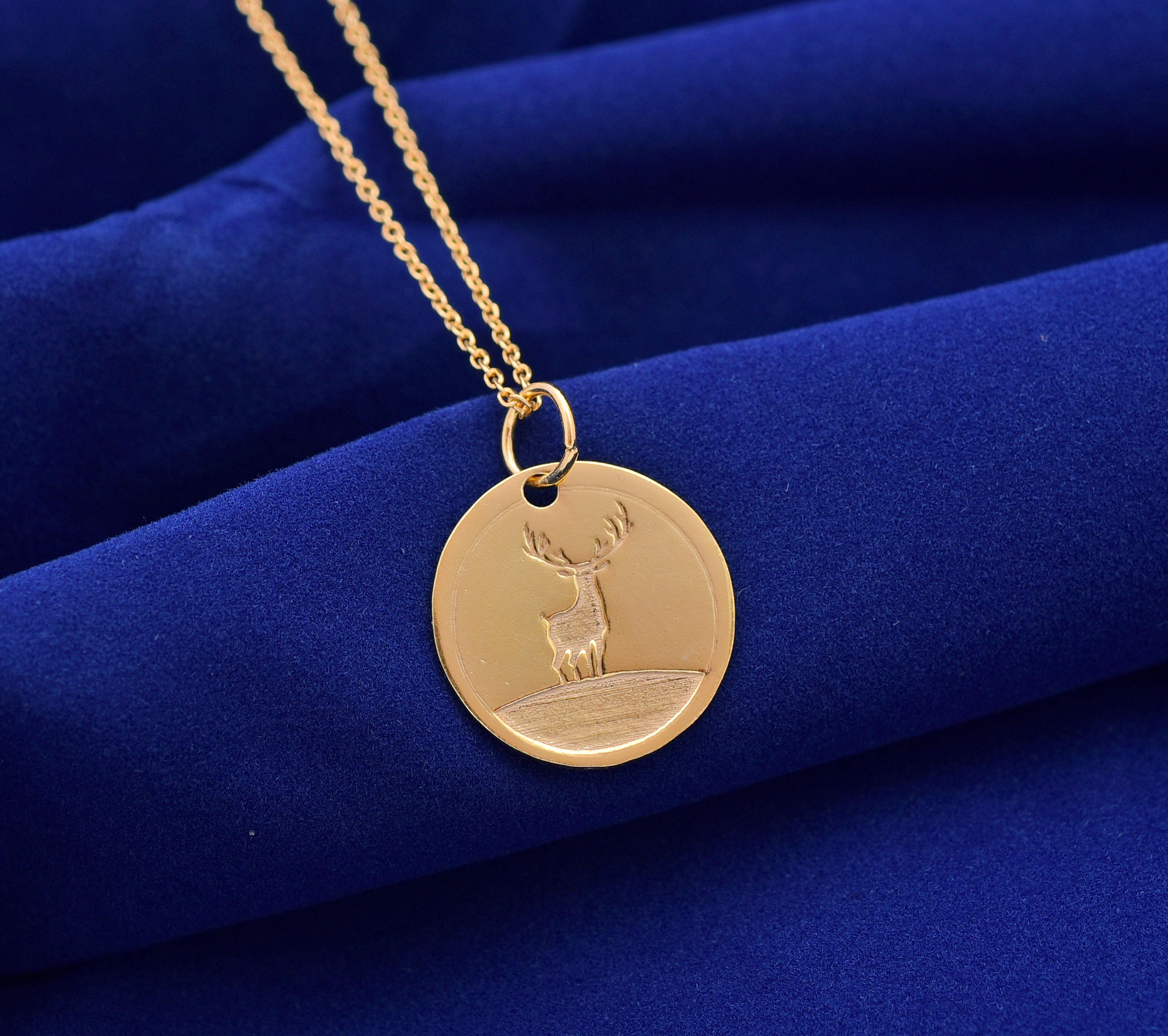 Dainty 14k Gold Deer Necklace, Personalized Deer Pendant, Minimal Layering Necklace, Animal