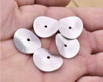 20mm - 15pc Large Silver Wavy Spacers Disc Beads, Silver Plated Wavy Disc, Silver Spacers, Brushed Heishi Disc Beads