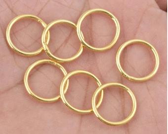 16mm - 50pc Gold Plated Closed Jump Rings, Gold Plated Soldered Round Jumprings, O Rings, Connector Links, 1.6mm Thick, 14 gauge ring