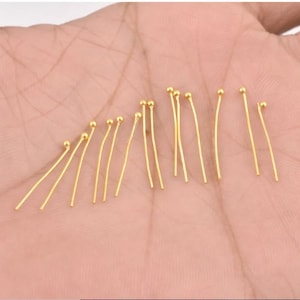 265pc - Gold Plated Round Ball Head Pins 20mm Long - 3/4 Inch - 1.6mm Ball Size - 23 Gauge - Half Hard Wire, 20mm Gold Mogra Wire, Findings