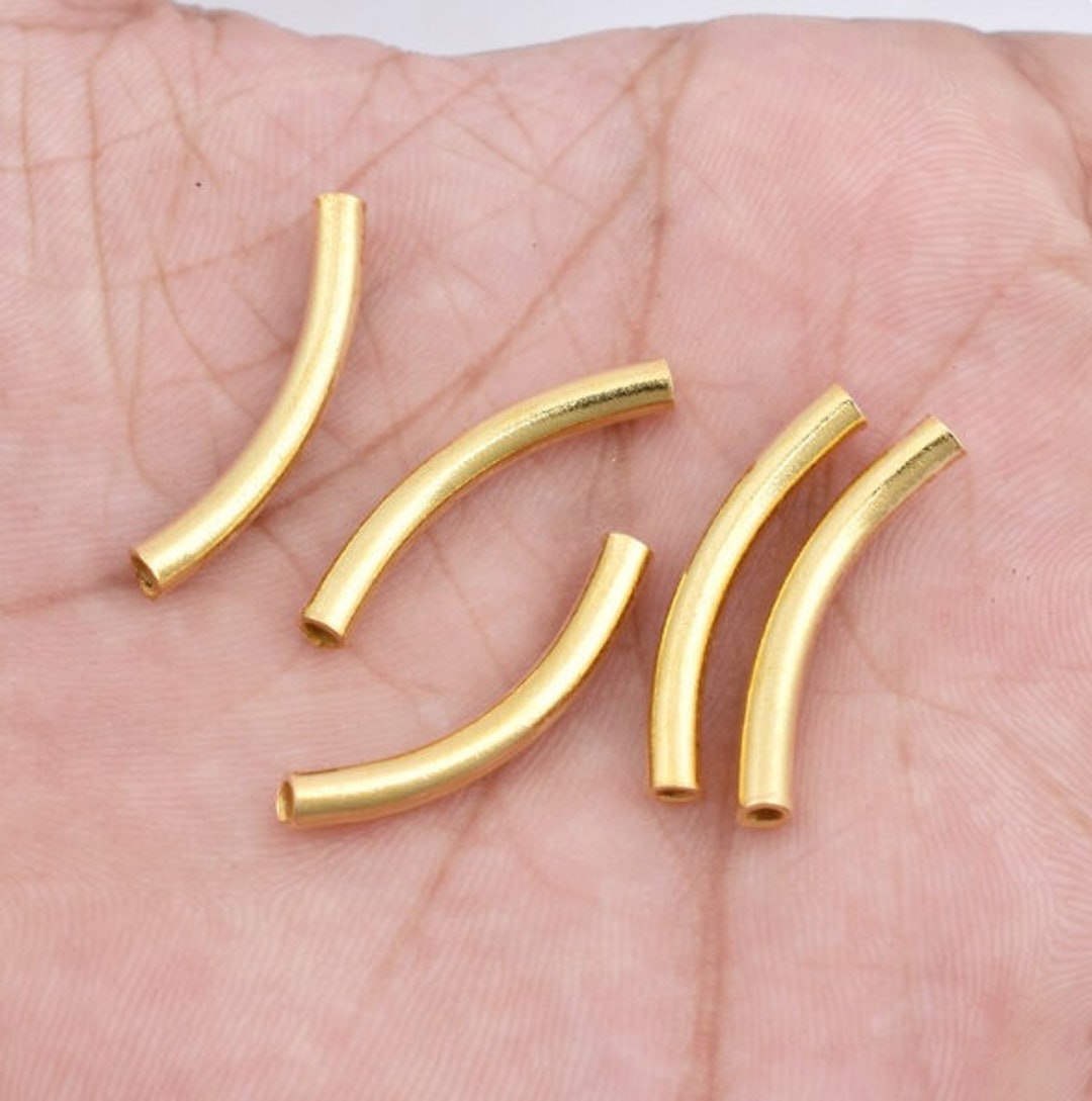25mm 10pc Gold Plated Shiny Curved Tube Beads Tubepipe Etsy