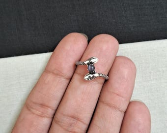 Snake Amethyst  Silver Plated Ring, 925 Silver Ring, Animal Snake Jewelry,  Minimal Snake Ring, Gift For Her - Mother, Christmas Gift, Bride