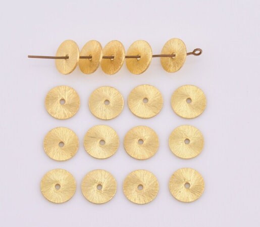 Copper Spangles 10mm 75pcs Gold Heishi Beads, Gold Flat Disc Spacer Beads for Jewelry ...