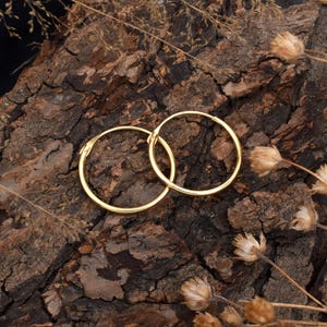 20mm- 14k Gold Hoop Earrings, 20mm Circle Hoop Earring, 14k Gold Plated 20mm Gold Hoops, Minimal Hoops, Gift For Mother Anniversary, Beach