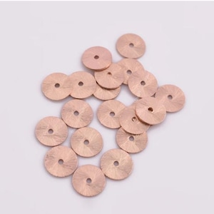 10mm - 80pc Rose Gold Flat Disk Spacer Beads, Brushed Rose Gold Plated Disc Spacers For Jewelry Making, Heishi Spacers