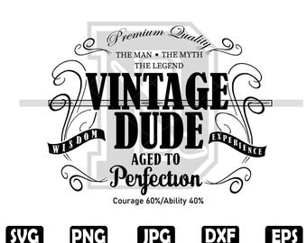 Vintage Dude Aged to Perfection SVG: Milestone Design (Digital Download)