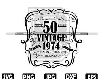 Diseño SVG vintage de 1974 para 50.º cumpleaños (descarga digital)