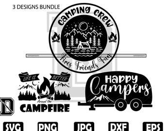 Camping Designs Printable Bundle: Happy Campers SVG, Campfire (Digital Download)