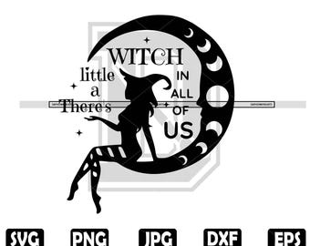 Mond Hexe SVG: Halloween Silhouette (Digitaler Download)