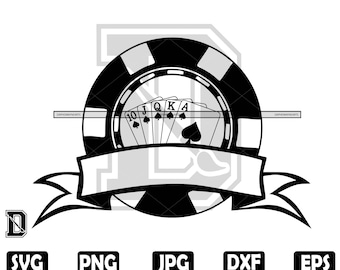 Ficha de póker de escalera real SVG: Diseño de tarjeta de presentación personalizada (descarga digital)