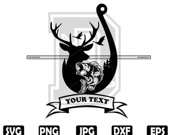 Deer Hunting & Bass Fishing SVG: Customizable Design (Digital Download)