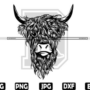 Highland Heifer Cow Svg | Cow Svg | Farm Svg | Farm Animals Svg | Wall Art Digital Print Svg Png Jpg Dxf Eps