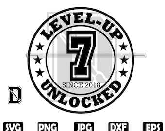 Level 7 Unlocked SVG: Gaming Birthday Design (Digital Download)