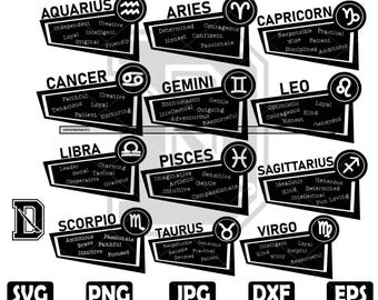 Zodiac Signs SVG Bundle: Astrology Symbols (Digital Download)