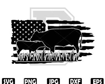 US Flag Cow SVG: Farm Animal Clipart (Digital Download)