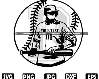 Baseball Player Silhouette SVG: Sports Team Logo Design (Digital Files)