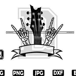 Rock N Roll Svg | Skeleton Png | Guitar Svg |  Music Competition Logo Svg | Digital Download | Svg Png Eps Dxf Jpg
