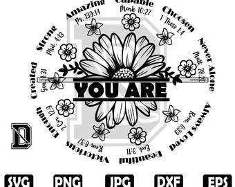 Floral Monogram SVG: Inspirational Sunflower Design (Digital Download)