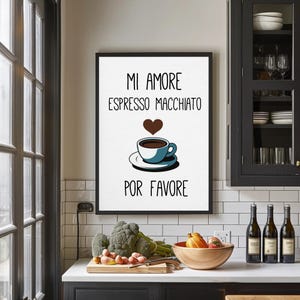 CAFFE Macchiato Per Favore Arte - STAMPA DIGITALE Divertente Citazione Italiana Arte Bar Caffè Stampabile Arte Murale Poster