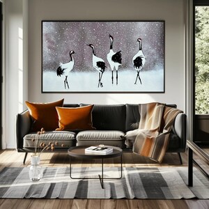 Gru Giapponesi nella Neve, POSTER Natura, Stampa Digitale, Download Immediato